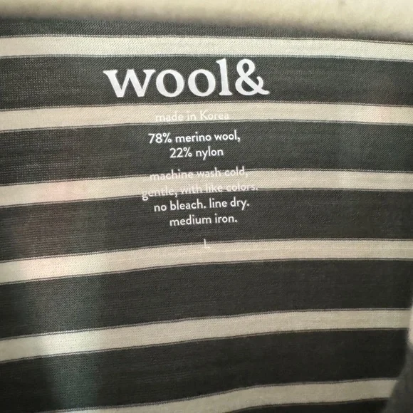 Wooland, Polo Striped Long Sleeve Dress - Green and White, wool& - Picture 2 of 3